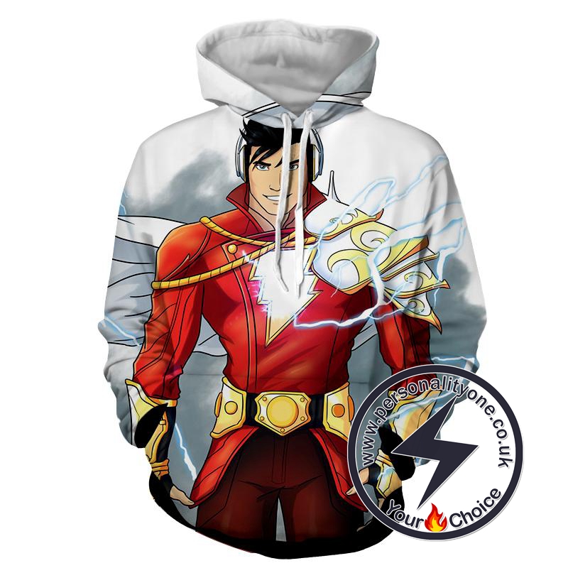 Grey & Red Shazam - Shazam 3D - Shazam Hoodies